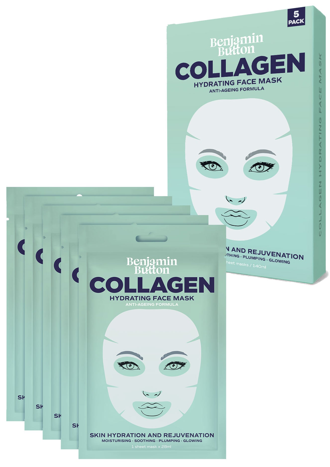 5-Pack Collagen Hydrating Face Mask