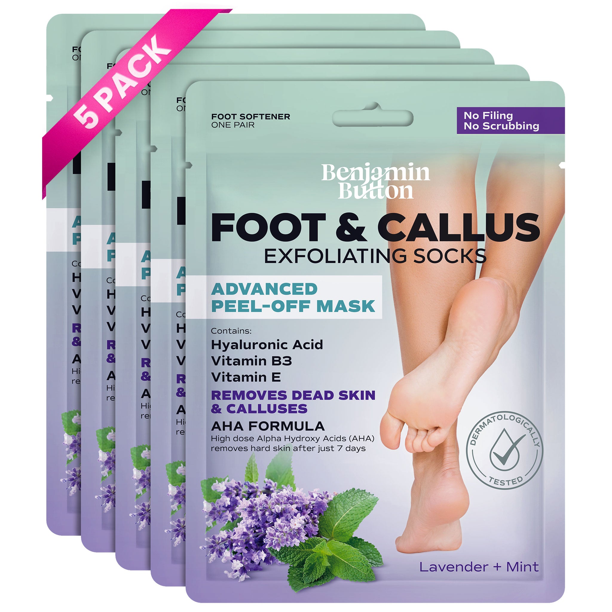 Mascarilla exfoliante para pies paquete de 5