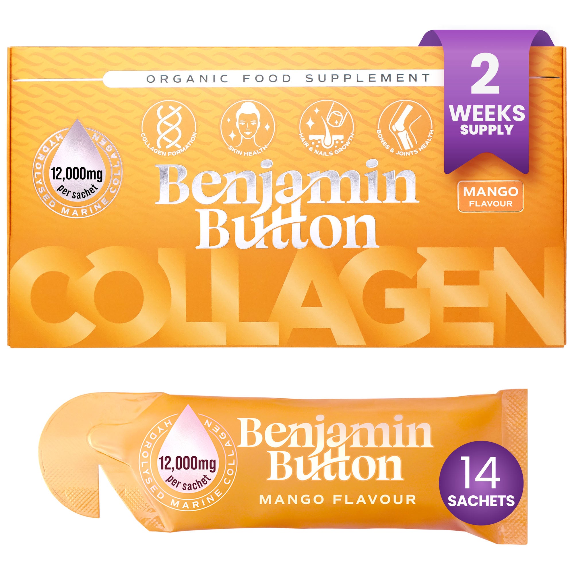 14x Mango 12,000mg tekuté sáčky s mořským kolagenem