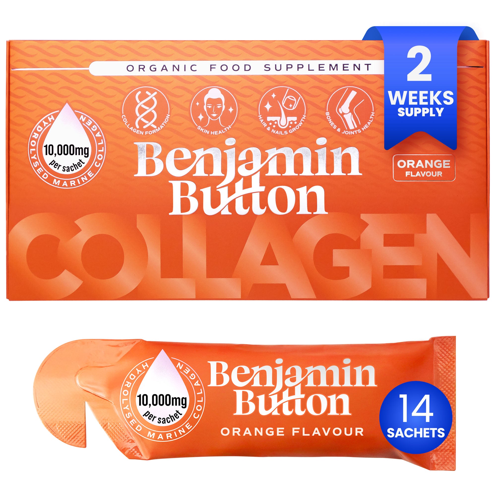 14x Orange 10,000mg Marine Collagen Liquid Sachets