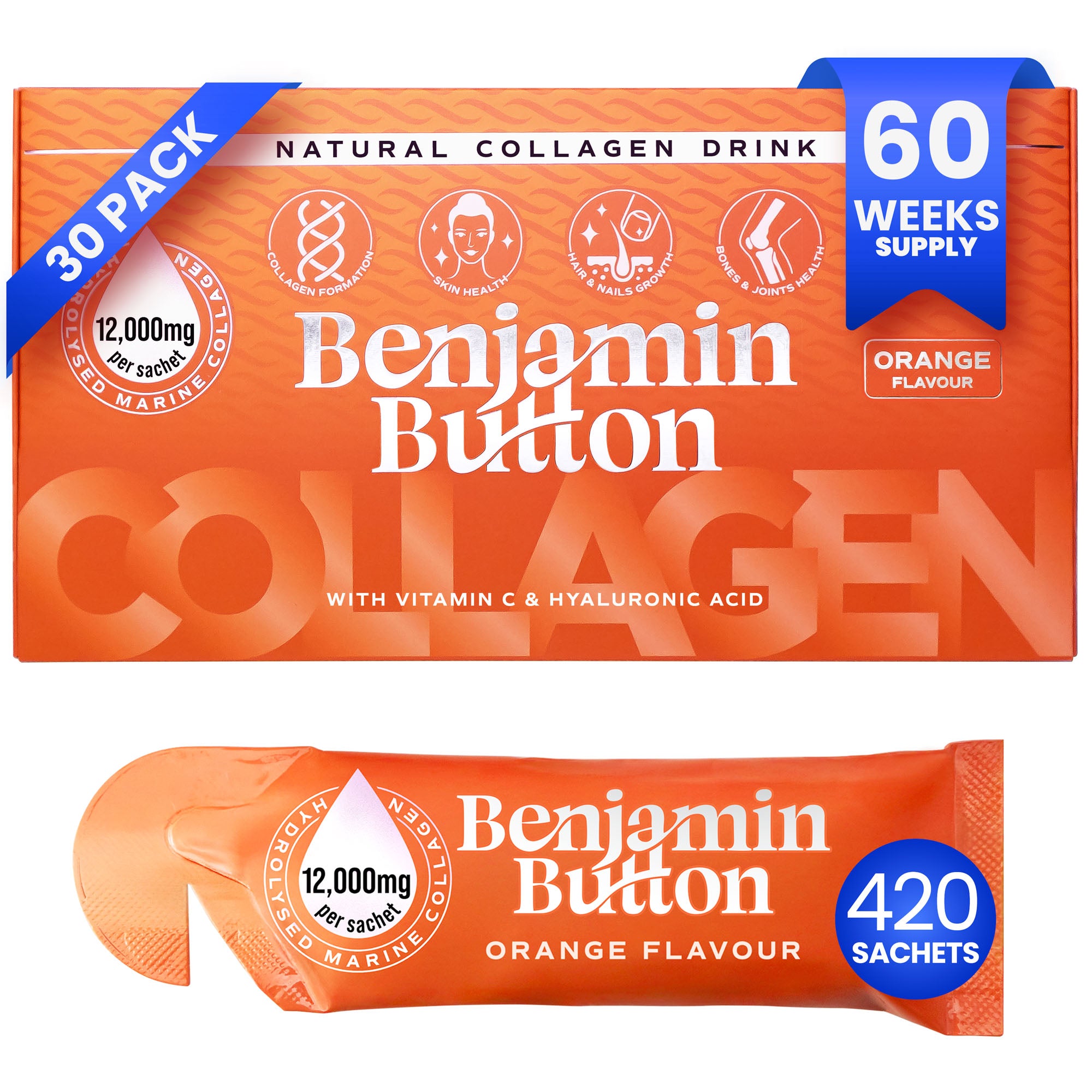 420x Orange 12,000mg Marine Liquid Collagen Sachets